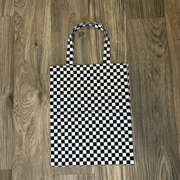 Handbags - Black and White Checkered Tote Bag